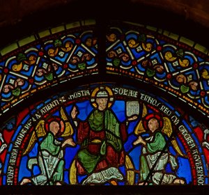 East window of the Trinity Chapel depicting Christ in Glory (detail) by English School