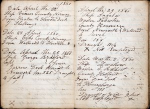 Diary, containing details of ship, date, master, country, destination, departure, weight and draught of water each voyage by English School