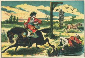 Dick Turpin shoots Pooly, the thief-taker, on Hounslow Heath by English School