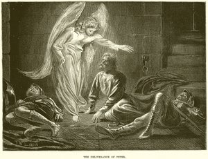 The Liberation of the Apostle Peter by an Angel of the Lord from the Prison of King Herod by English School