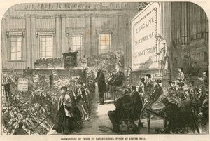 Distribution of Prizes to Ragged-School Pupils at Exeter Hall, Strand, London by English School