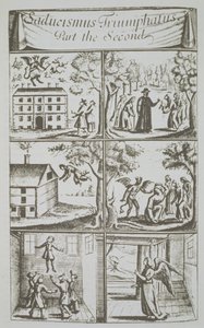 Diverse Manifestations of the Devil, copy of an illustration from Sadducismus Triumphatus Part II, by Joseph Glanvil, London 1681, used in a History of Magic, published late 19th century by English School