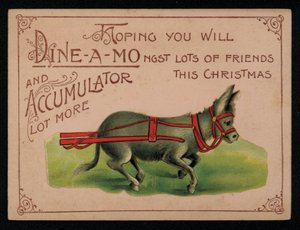 Donkey and Christmas message, greetings card