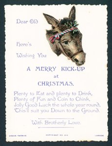 Donkey with Mistletoe Tucked into Harness by English School