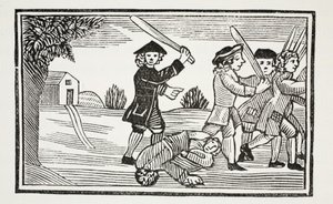 Dr. Faustus trick on twenty students, illustration from Chap-books of the Eighteenth Century by John Ashton, pub. 1882 by English School