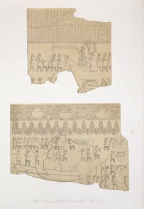 Drawing Bull, and Forest with Stags and Pigs, Koujunjik (plate 12) from Nineveh and its Remains by Austen Henry Layard published 1849