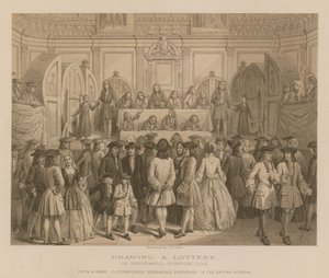Drawing a lottery in Guildhall, London, 1739