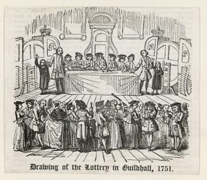 Drawing of the Lottery in Guildhall, 1751 by English School