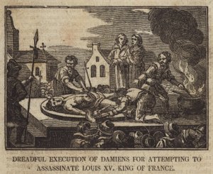 Dreadful Execution of Damiens for Attempting to Assassinate Louis XV King of France by English School