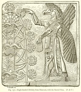 Eagle-Headed Divinity from Nimroud with the Sacred Tree by English School