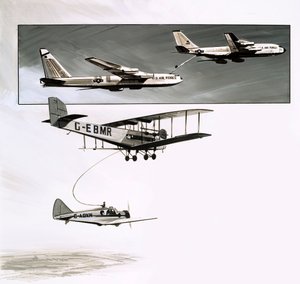 Early in-flight refuelling for a Handley Page W10 by English School