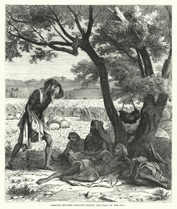 Eastern Reapers Reposing During the Heat of the Day (engraving) by English School