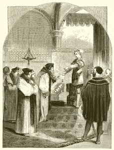 Edward VI Presenting the Warrant for the Execution of Joan Bocher to Archbishop Cranmer by English School