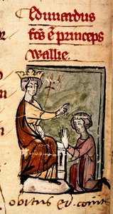 Edward of Caernarvon [Edward II] created Prince of Wales and Earl of Chester by his father, King Edward I, at the Lincoln parliament (illustration from 