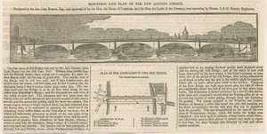 Elevation and Plan of the New London Bridge by English School
