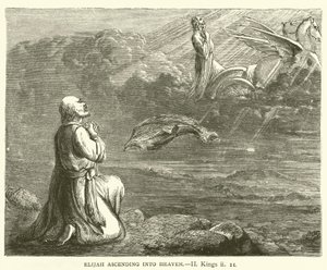 Elijah ascending into heaven, II, Kings, ii by English School