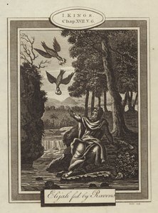 Elijah Fed by Ravens, I Kings, Chapter XVII, Verse 6 by English School