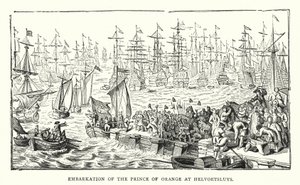 Embarkation of the Prince of Orange at Helvoetsluys by English School