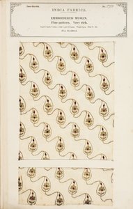 Embroidered muslin sample from Madras, from The Collection of the Textile Manufacturers of India, by John Forbes Watson, published in 1866 by English School