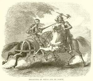 Encounter of Bruce and De Bohun by English School