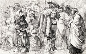 English Protestants being drowned by Irish Catholics during the Irish Rebellion of 1641, c.1865