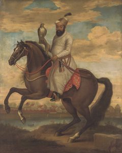 Equestrian portrait of an Indian nobleman by English School