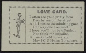 Escort Card with an Image of a Man Carrying a Top Hat by English School