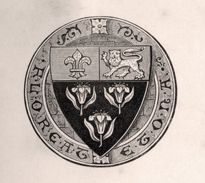 Eton Shield Laid Over Roundel with School Motto, illustration from Memoirs of Eminent Etonians by Sir Edward Creasy, published London 1876