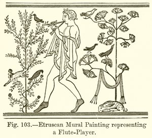 Etruscan Mural Painting Representing a Flute-Player by English School