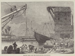 Export Dock and Old Block-House, Blackwall by English School