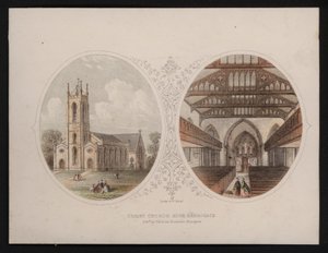 Exterior and interior views of Christ Church, Harrogate, Yorkshire by English School