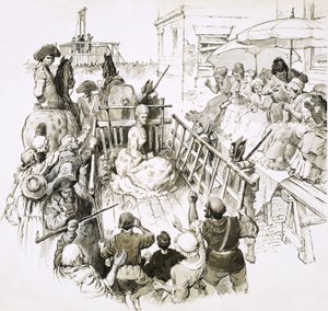 Famous Prisoners: Marie Antoinette on her way to the guillotine by English School