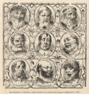 Father Christmas as He Appears from Several Different Points of View by English School