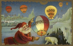 Father Christmas Setting Off Balloons