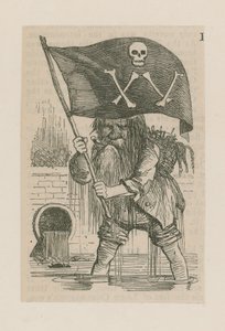 Father Thames Waving a Skull and Crossbones by English School