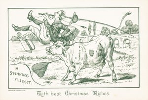 Fisherman thrown by Bull by English School