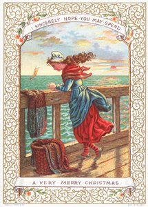 Fisherwoman looking out to sea by English School