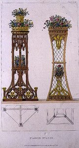 Flower stands, plate 163 from Ackermann