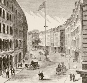Franklin Street, Boston, Massachusetts in the 1870s by English School