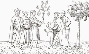 Friar Oderic of Pordenone Holding a Branch from a Tree on Which Birds Grow, Being Shown in Turn by the Local King, the Lamb Tree of Tartary, Showing a Lamb Emerging (Illustration from The Strand Magazine) by English School