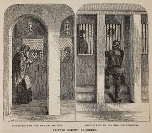 Friends visiting prisoners, illustration from The Criminal Prisons of London and Scenes from Prison Life by Henry Mayhew and John Binny, pub. 1862