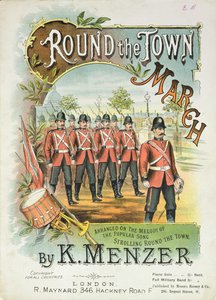 Front cover of the music score for Round the Town March, by K. Menzer