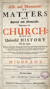 Frontispiece, from Acts and Monuments by John Foxe, ninth edition, pub. 1684 by English School