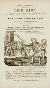 Frontispiece from The riot, or, Half a loaf is better than no bread; The good militia man, or, The man that is worth a host; and, The loyal sailor, or, no mutineering, c.1839-44 by English School