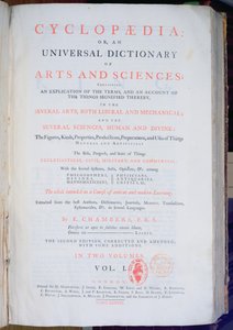 Frontispiece of Encyclopaedia: An Universal Dictionary of Arts and Sciences, Vol. I, by Ephraim Chambers, London, 1738 by English School