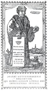 Frontispiece of Johannes Gutenberg from A Concise History of the Origin and Progress of Printing by Philip Luckombe, published 1770 by English School