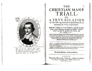 Frontispiece to The Christian Mans Trial by John Lilburne, 1641