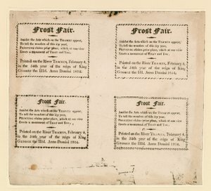 Frost Fair of 1814. Souvenirs printed on the ice by English School