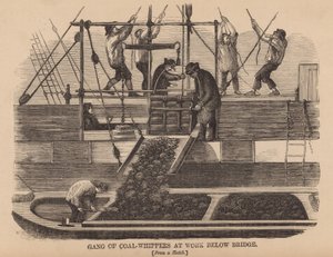 Gang of Coal-Whippers at Work Below Bridge by English School