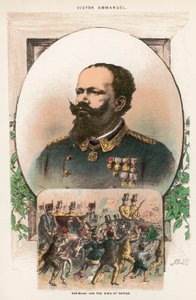 Garibaldi and the king at Naples by English School